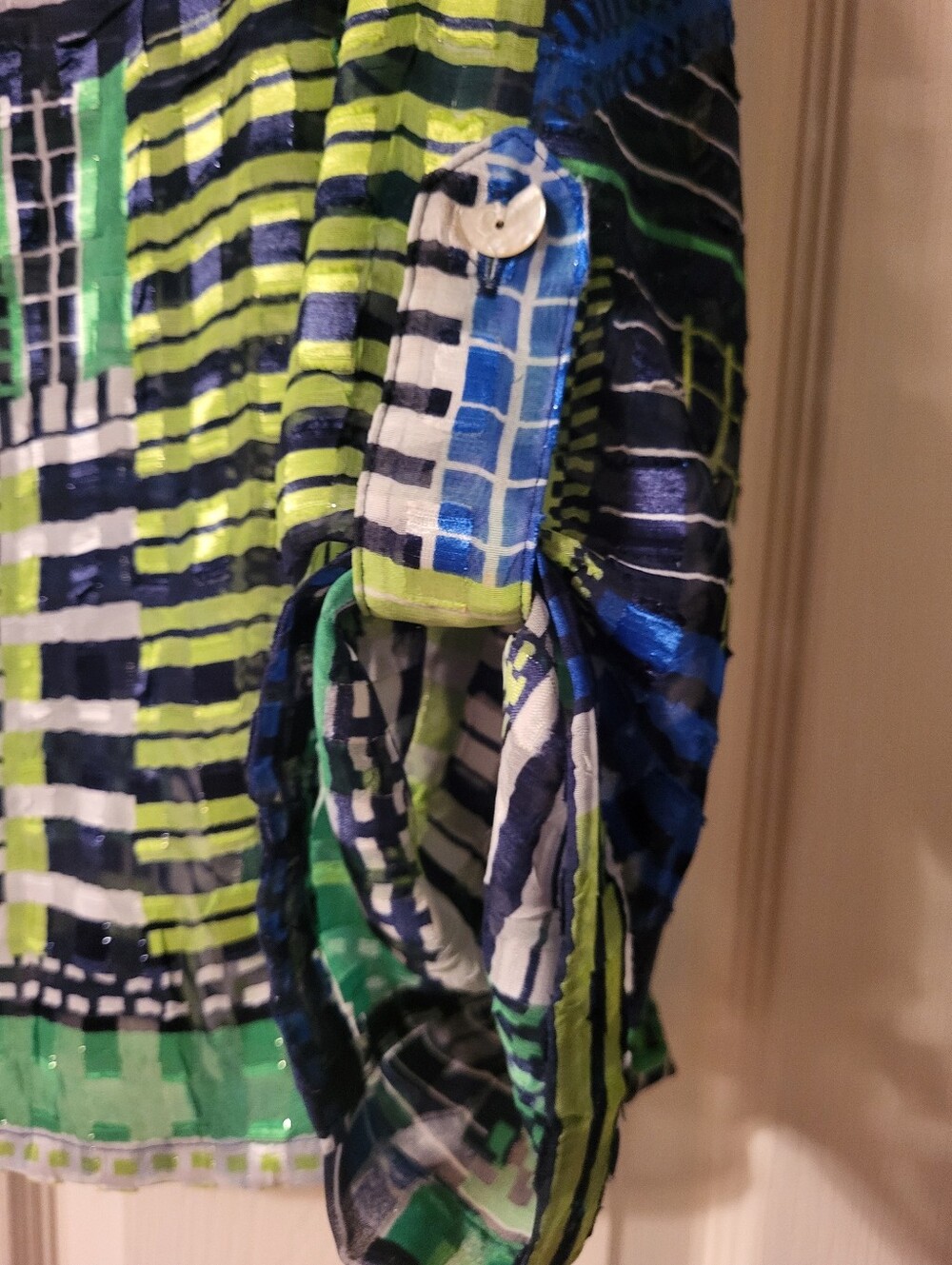 Ruby Rd. Blue & Green Geometric Print Button-Down Shirt - Picture 6 of 7